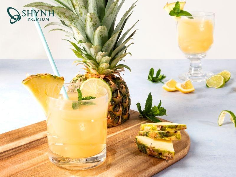Nước ép detox dứa, bạc hà, gừng giúp giảm mỡ thừa bụng dưới