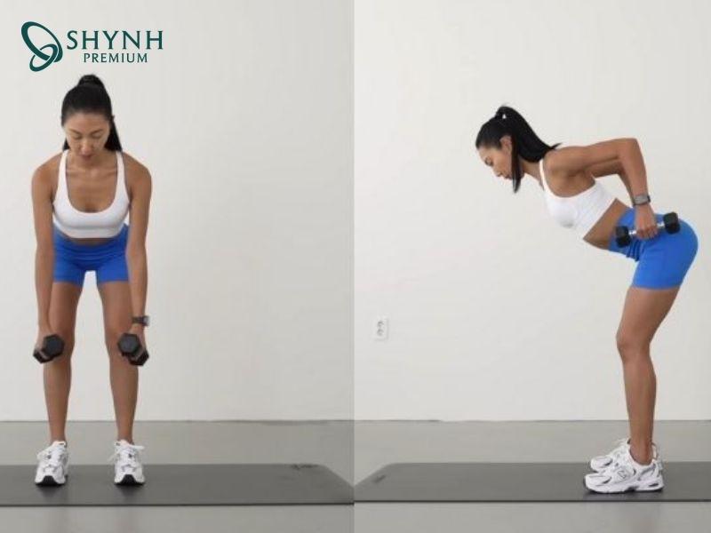 Bài tập bent-Over Dumbbell Row là bài tập giảm mỡ lưng cho nữ hiệu quả