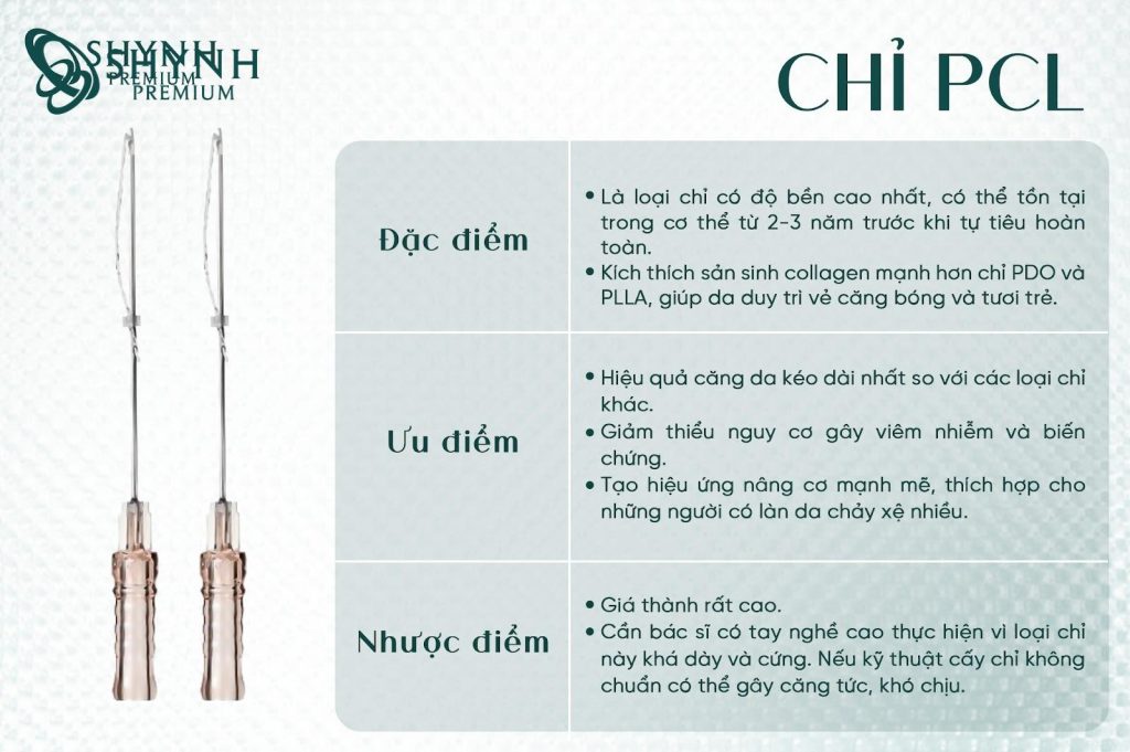 PCL là chất liệu chỉ cao cấp, giữ form lâu hơn những loại chỉ khác